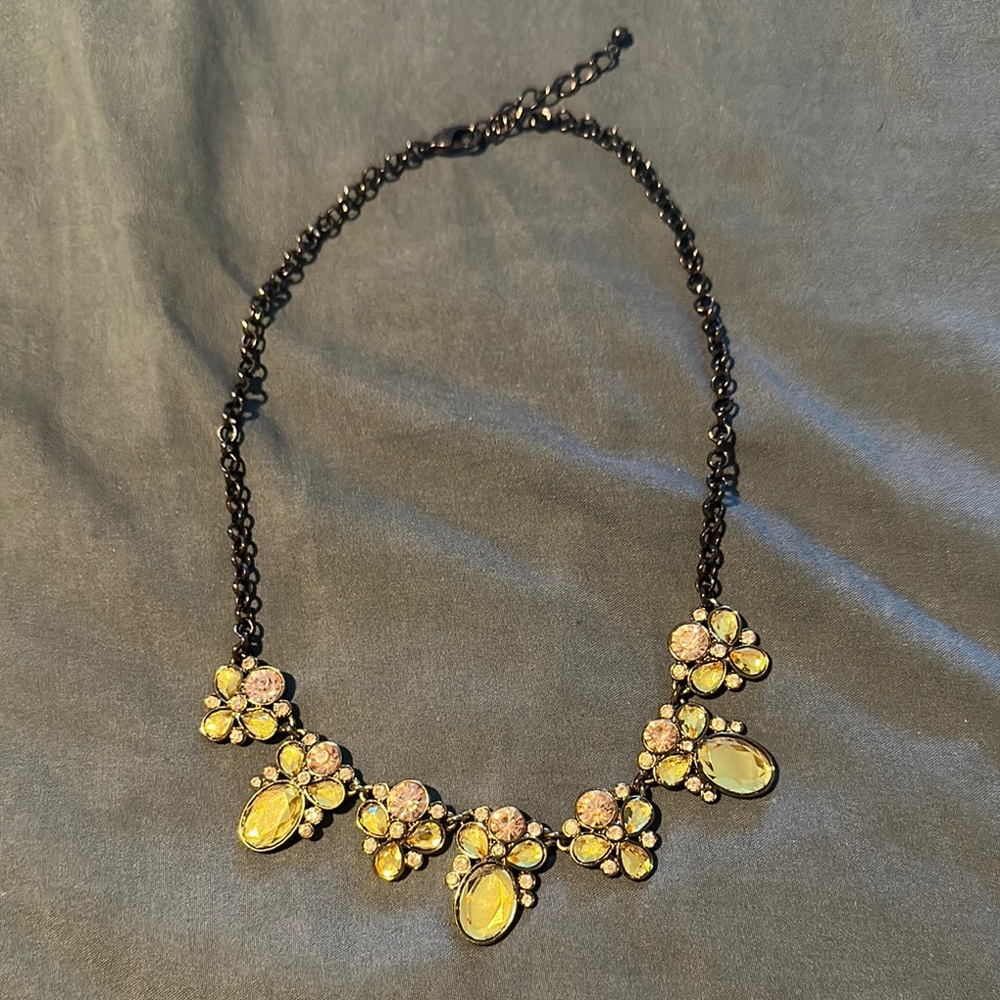 💜5 for $25 Gold and Brown Asymmetrical Necklace with Textured Pendants
